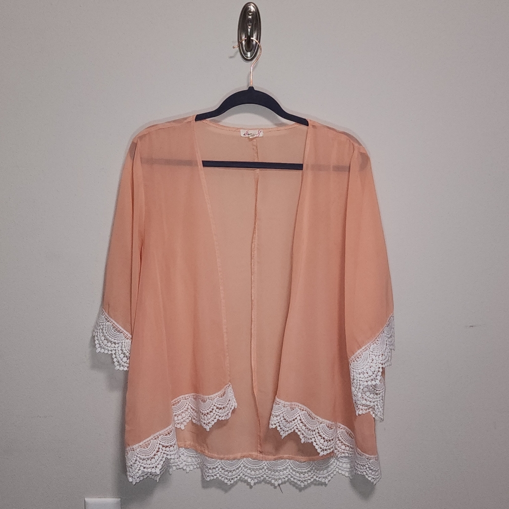 Peach Sheer-lace Cover-up